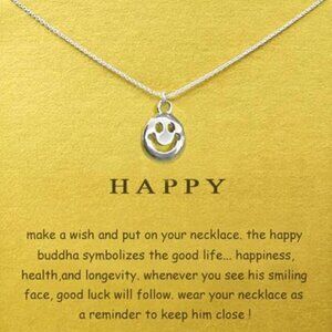 Smiley Face Pendant Necklace – “Happy” Good Luck & Joyful Living Jewelry